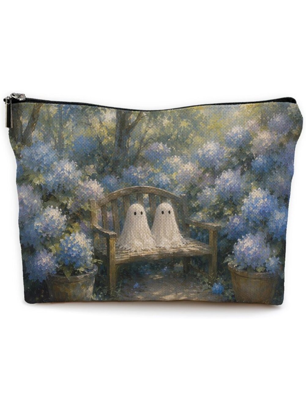 🎃Ghost Hydrangea Spooky Halloween Ghost Fall Makeup Pouch Travel Toiletry Bag